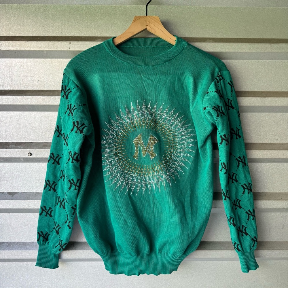 NEW YORK YANKEES SWEATER GREEN SZ MEDIUM M